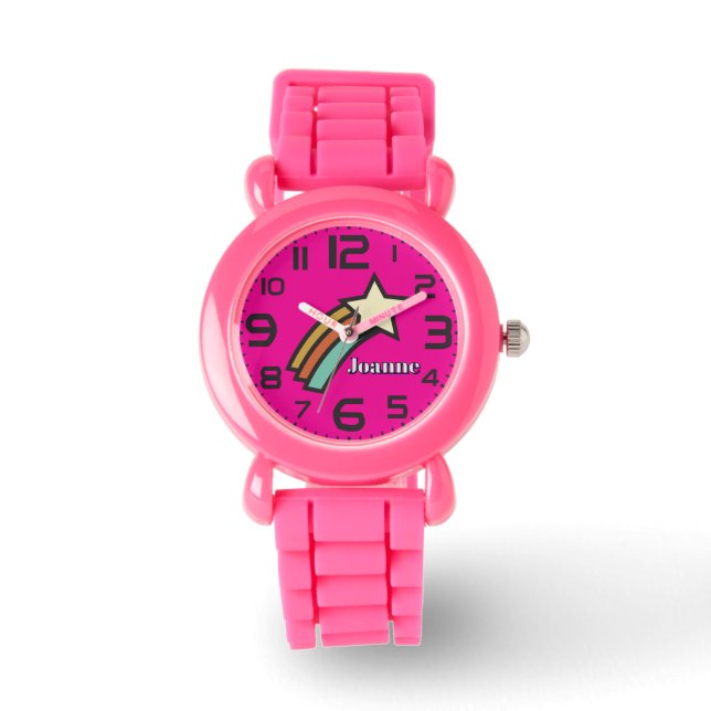 Reloj De Pulsera Arcoíris y Estrella Rosa Intenso (Anverso)