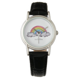 Reloj De Pulsera Arcoiris Y Nubes De Cuadros