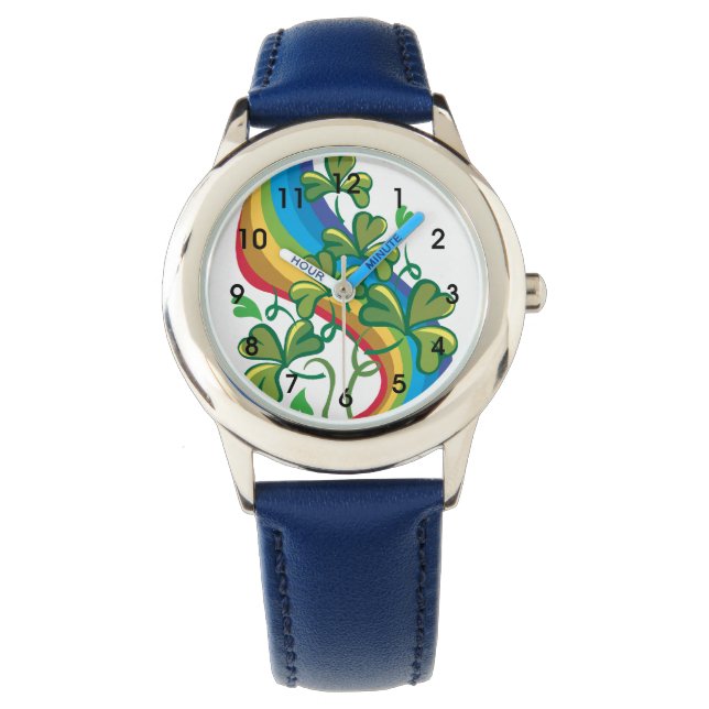 Reloj De Pulsera Arcoiris Y Shamrock (Anverso)
