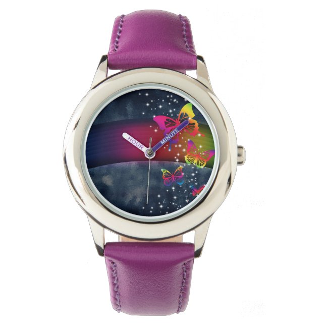 Reloj De Pulsera Arcos de lluvia y mariposas (Anverso)