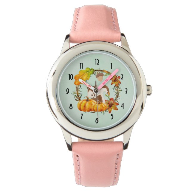 Reloj De Pulsera Ardilla y calabazas de guirnaldas rusas (Anverso)
