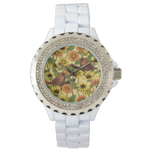 Reloj De Pulsera Arenas y flores de amarillo pálido
