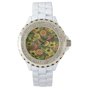 Reloj De Pulsera Arenas y flores en verde