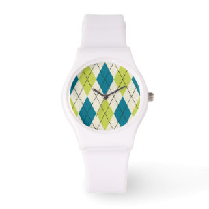 Reloj De Pulsera Argyle azul y verde