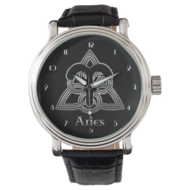 Reloj De Pulsera Aries Nacimiento Rótulo Celta Knot Zodiac Pulsera  (Anverso)