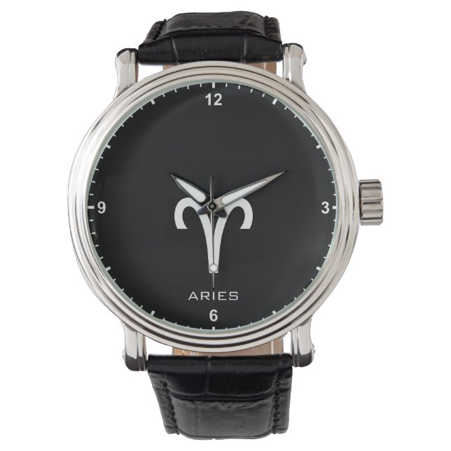 Reloj De Pulsera Aries Zodiac Rótulo Nombre personalizado Texto sim (Anverso)