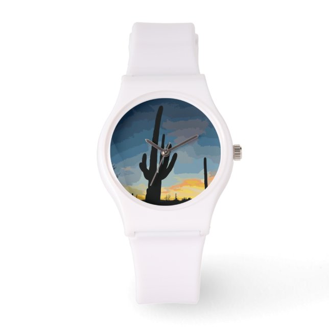 Reloj De Pulsera Arizona Saguaro Cactus Southwestern Sunset (Anverso)