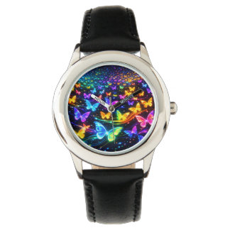Reloj De Pulsera Armbanduhr in Neonfarben mit Schmetterlingsmotiv