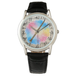 Reloj De Pulsera Armonía clarinete: Coloridas acuarelas