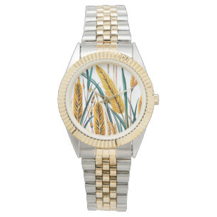 Reloj De Pulsera Armonía de cosecha: un patrón de trigo en un lienz