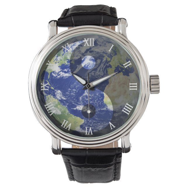 Reloj De Pulsera Armonía Yin-Yang en nuestro planeta con cara de re (Anverso)