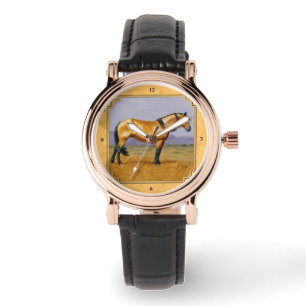 Reloj De Pulsera Aroma salvaje de piel dorada