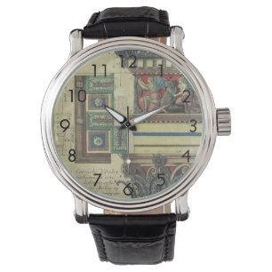 Reloj De Pulsera Arquitectura antigua, columna con moldura de corni