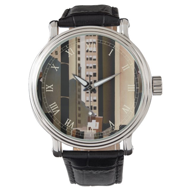 Reloj De Pulsera Arquitectura de época, rascacielos de Sheeler, 192 (Anverso)
