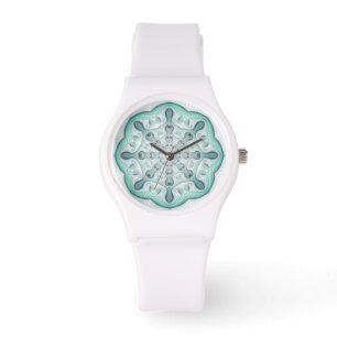 Reloj De Pulsera Arrecife de coral blanco y Verde azulado Mandala