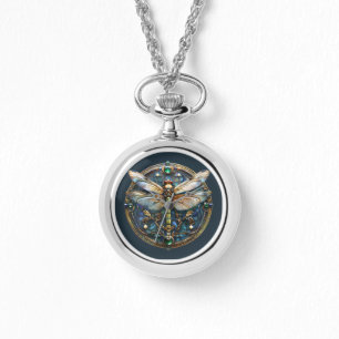 Reloj De Pulsera Art Deco Dragonfly Pearls Emeralds Gold