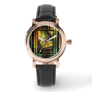 Reloj De Pulsera Art Deco En Verde Y Oro