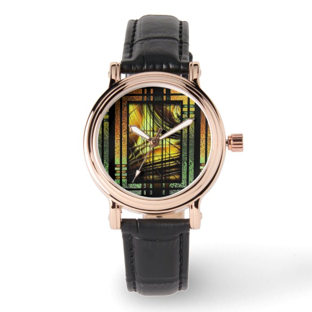 Reloj De Pulsera Art Deco En Verde Y Oro (Anverso)