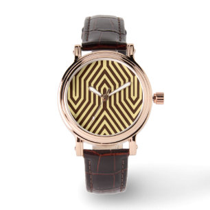 Reloj De Pulsera Art Deco Geométrico - marrón oscuro y tostado