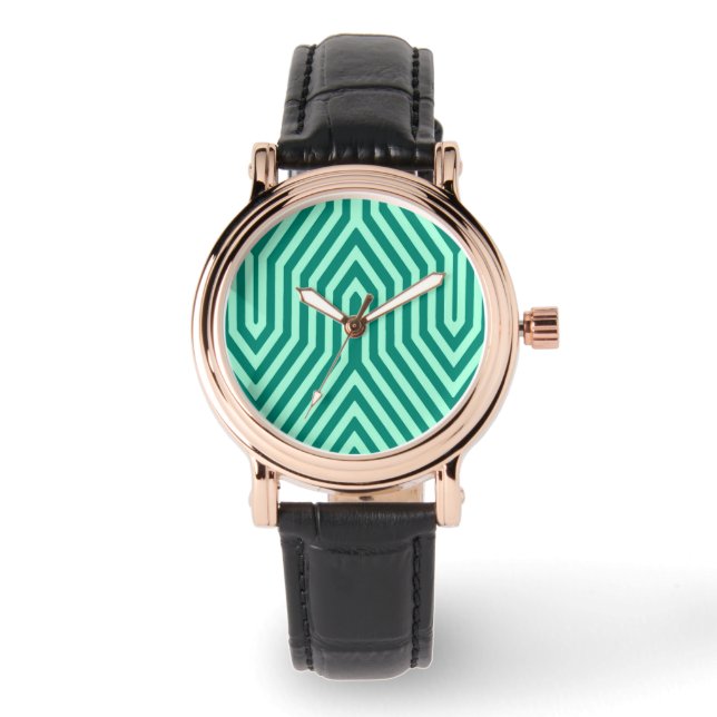 Reloj De Pulsera Art Deco Geométrico - turquesa y agua (Anverso)