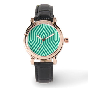 Reloj De Pulsera Art déco geométrico - turquesa y aguamarina