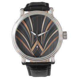 Reloj De Pulsera Art Deco Metallic Geometric Elegance
