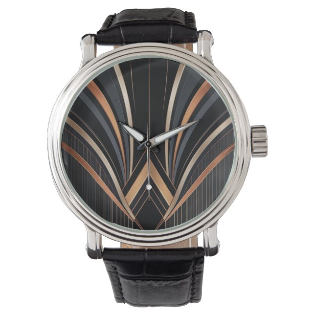 Reloj De Pulsera Art Deco Metallic Geometric Elegance (Anverso)