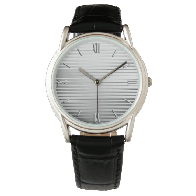 Reloj De Pulsera Art Deco Satén de Rayas Plateadas (Anverso)