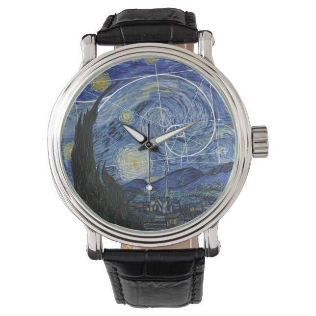 Reloj De Pulsera Art Meets Math, Van Gogh Conoce La Tarjeta Fibonac (Anverso)