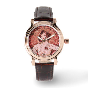 Reloj De Pulsera Art Nouveau vintage El rubí de Alphonse Mucha