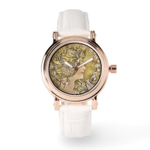 Reloj De Pulsera Art Nouveau vintage "La Plume" de Mucha