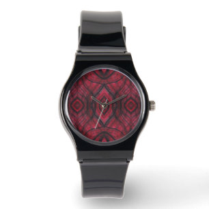Reloj De Pulsera Arte abstracto de acuarela roja de vigilancia