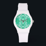 Reloj De Pulsera Arte abstracto de acuarela verde de luz empujada<br><div class="desc">Un abstracto de verde y blanco. Esta es una impresión de una pintura original de acuarela y acrílico de Brittany Jeanette y es parte de su serie De luz y oscuridad y su serie Patrones en pintura.</div>