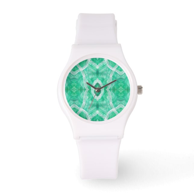 Reloj De Pulsera Arte abstracto de acuarela verde de luz empujada (Anverso)