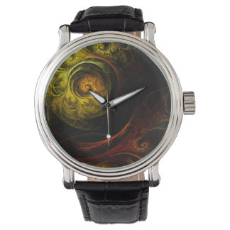 Reloj De Pulsera Arte abstracto de color rojo floral de Sunrise