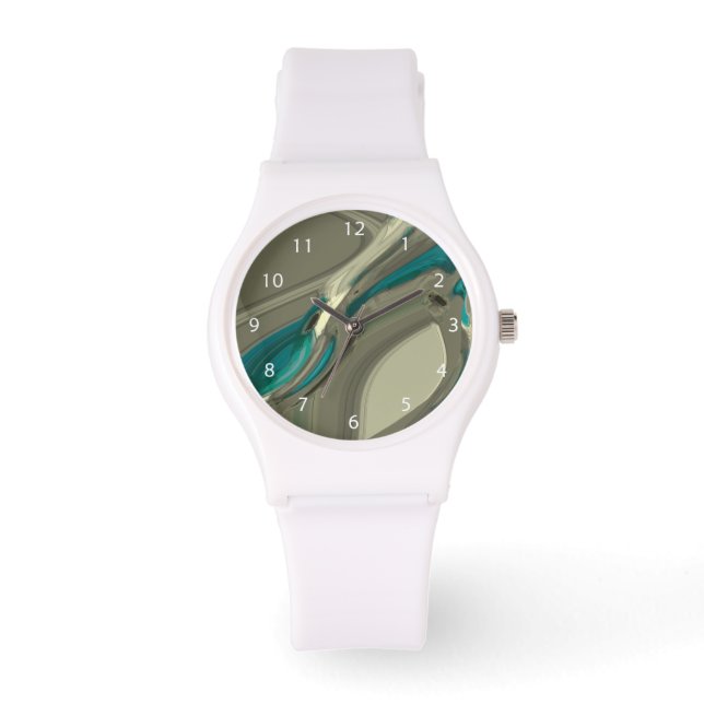 Reloj De Pulsera Arte abstracto gris y azul (Anverso)