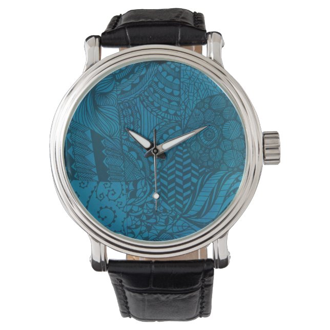 Reloj De Pulsera Arte abstracto patrón azul (Anverso)