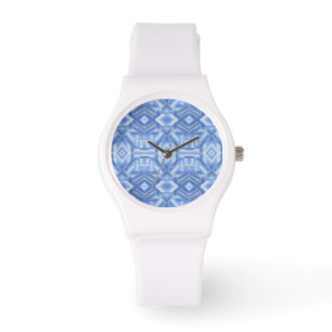Reloj De Pulsera Arte abstracto suave en azul staccato Pastel