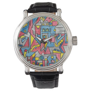 Reloj De Pulsera Arte acuarela geométrico Bauhaus moderno del paisa