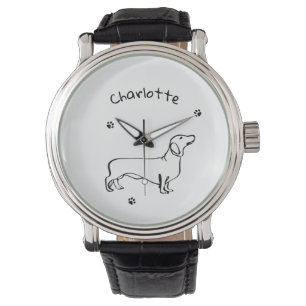 Reloj De Pulsera Arte Dachshund minimalista - Tu texto, tu estilo