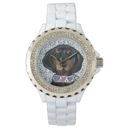 Reloj De Pulsera Arte de Dachshund de Navidad    