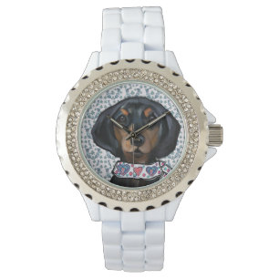 Reloj De Pulsera Arte de Dachshund de Navidad    