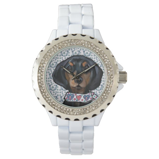 Reloj De Pulsera Arte de Dachshund de Navidad     (Anverso)