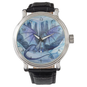 Reloj De Pulsera Arte de fantasía de dragón de hielo por Molly Harr