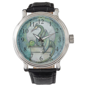 Reloj De Pulsera Arte de fantasía del Dragón Verde