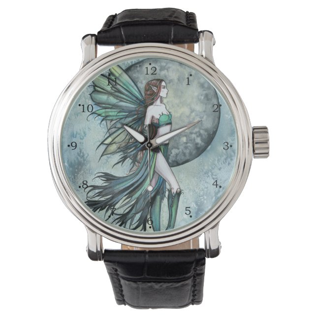 Reloj De Pulsera Arte de fantasía hada verde turquesa (Anverso)