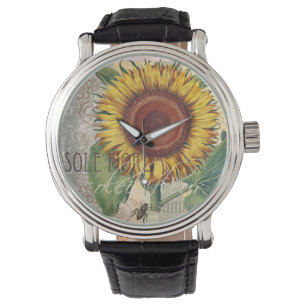 Reloj De Pulsera Arte de flor de yute vintage Damask