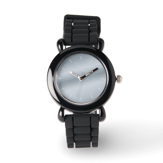 Reloj De Pulsera Arte de fondo con aspecto de plata cepillada (Anverso)