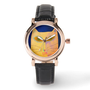 Reloj De Pulsera Arte de gato amarillo abstracto para usar