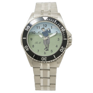 Reloj De Pulsera Arte de golf Monogramed Vintage Style